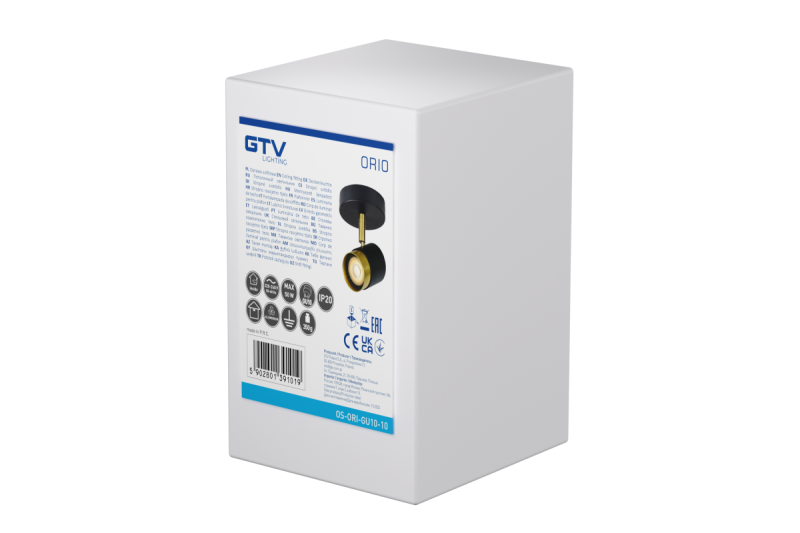 Luminária de Teto Decorativa ORIO alumínio 11.6x5.6x11.5 IP20 1*Gu10 máx. 50W redonda preta. 1208963969