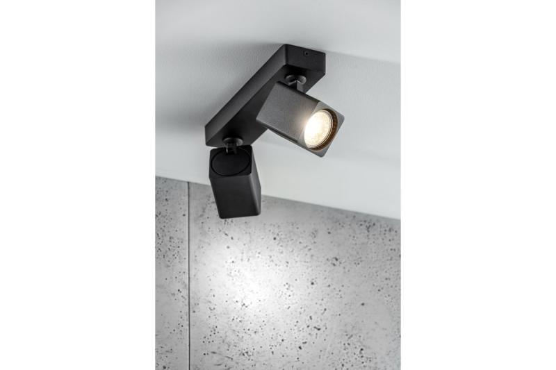 Armatura de Teto Decorativa RENO em alumínio IP20 máx. 20W*2 quadrado duplo preto. 1208963980