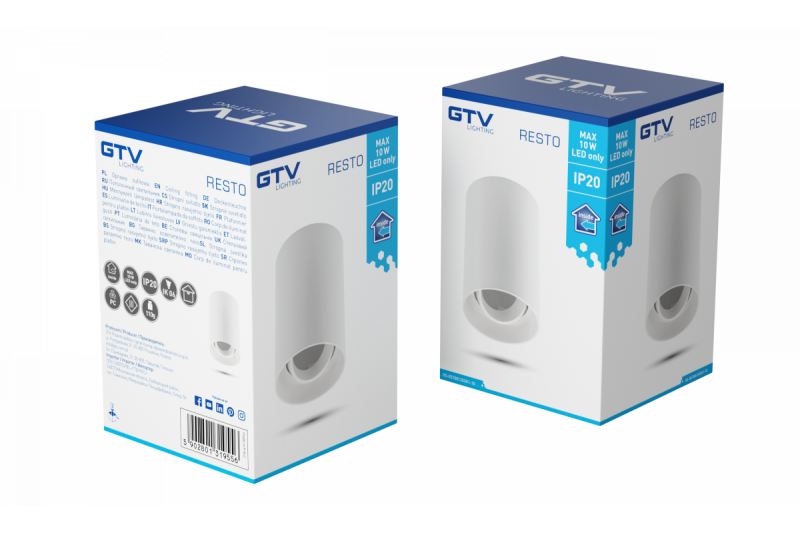 Armatura de Teto Decorativa RESTO PC φ80x125mm IP20 máx 20W redonda branca. 1208963986