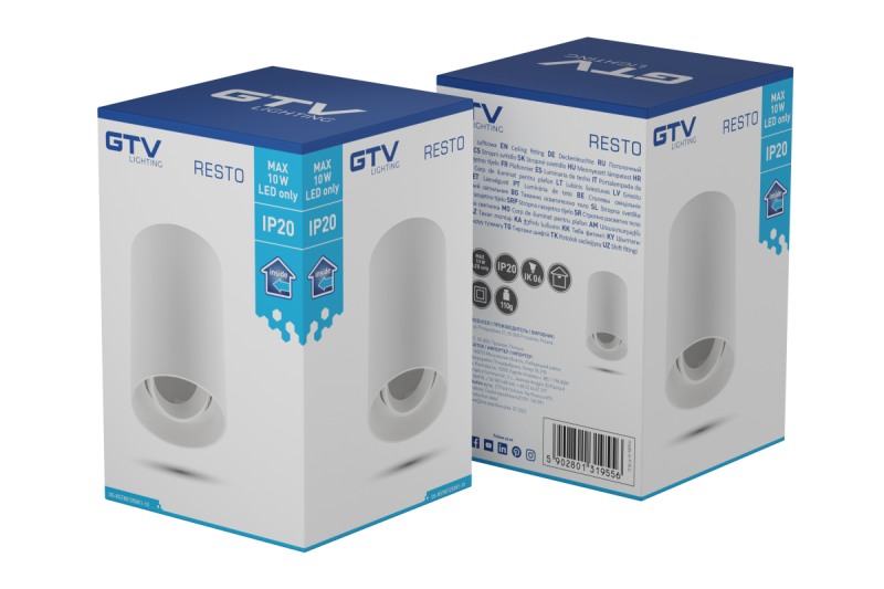 Armatura de Teto Decorativa RESTO PC φ80x125mm IP20 máx 20W redonda branca. 1208963986