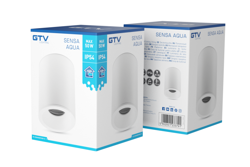 Plafon de decoração SENSA AQUA alumínio 85x115 IP54 máx 50W circular branco. 1208964007