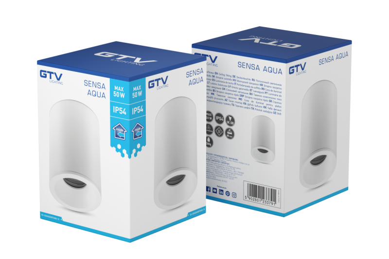 Plafon de decoração SENSA AQUA alumínio 85x115 IP54 máx 50W circular branco. 1208964007