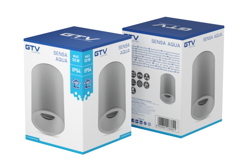 Luminária de teto Decor SENSA AQUA alumínio 85x115 IP54 máx. 50W circular cinza. 1208964008