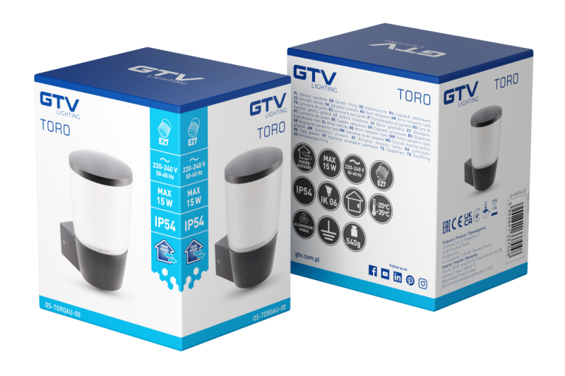 Iluminação de Jardim Decorativa TORA-AU E27 MÁX.15W IP54 AC220-240V 50-60Hz arandela preta 1208964023