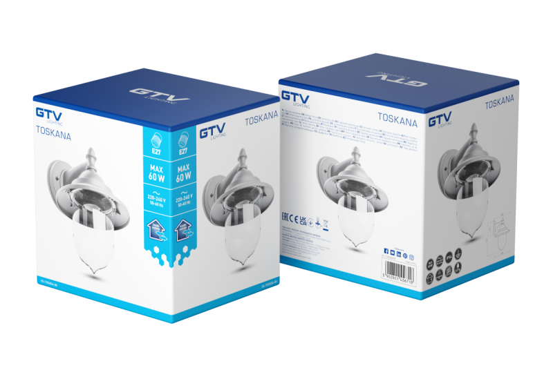 Iluminação de Jardim Decorativa TOSKANA-AD E27 MÁX.60W IP54 AC220-240V 50-60Hz lâmpada de parede simples cinza. 1208964027