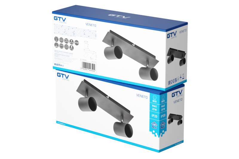 Armatura de Teto Decorativa VENETO IP20 máx. 20W 2 x GU10 redonda preta. 1208964038