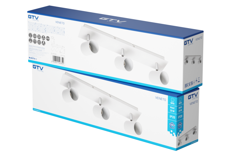 Armatura de Teto Decorativa VENETO IP20 máx. 20W 3 x GU10 redonda branca. 1208964039