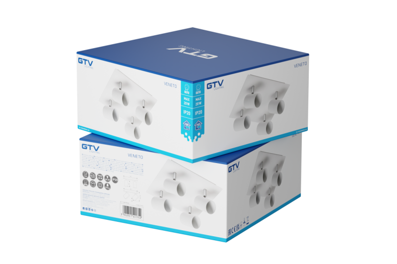 Armatura de Teto Decorativa VENETO IP20 máx. 20W 4 x GU10 redonda/quadrada branca. 1208964045