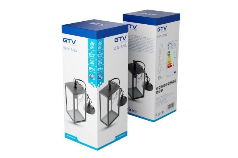 Luminária de Jardim Decorativa Suspensa VENTANA-H E27 MÁX.20W IP54 AC220-240V 50-60Hz preto. 1208964047