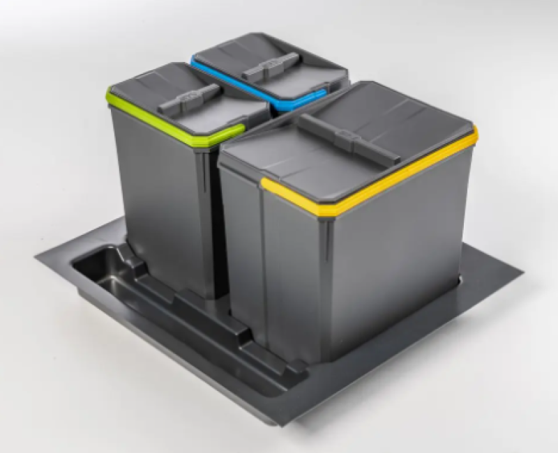 Sistema de separação de resíduos Garbi Basket B-60-3 para gaveta de 60 cm, incl. suporte e 3 lixeiras 1208964399