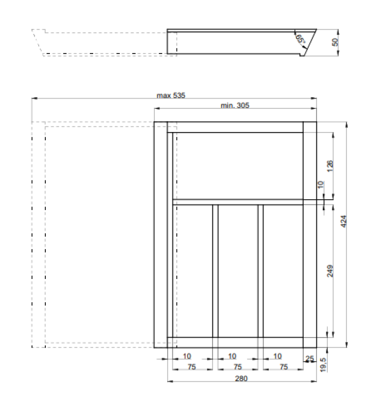 Decor Cutle Bandejas de Talheres Ajustáveis para Armários de 400-600mm Cor Faia 1208966289