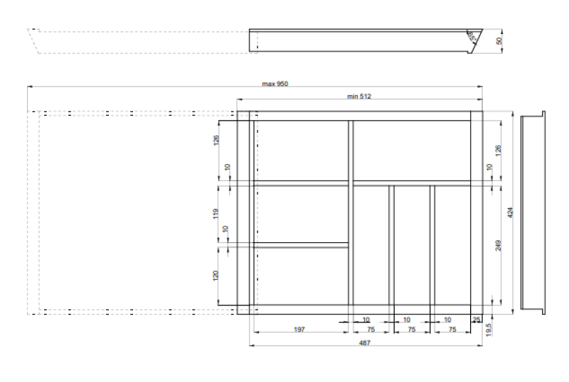 Decor Cutle Talheres Organizador de Gavetas de Cozinha Ajustável Inserto para Armários de 600-1000mm 1208966291