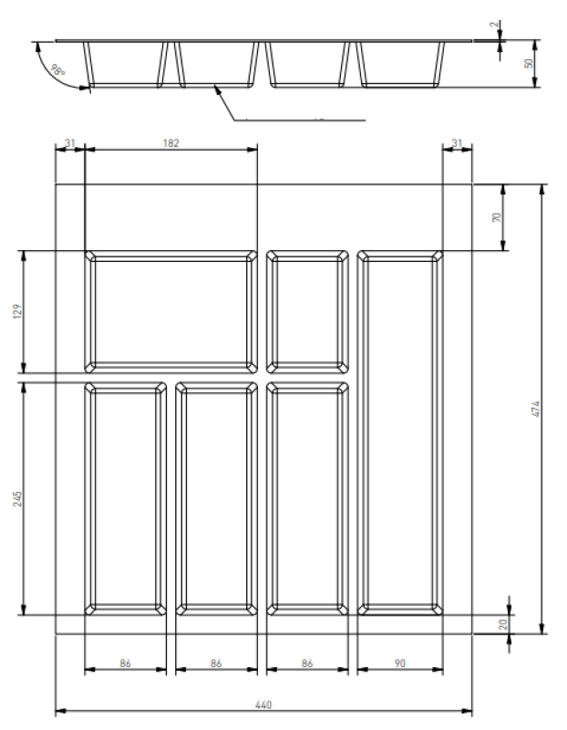 Decor Cutle Bandeja para Talheres Inserção para Gaveta de Cozinha 500 Branco 1208966375
