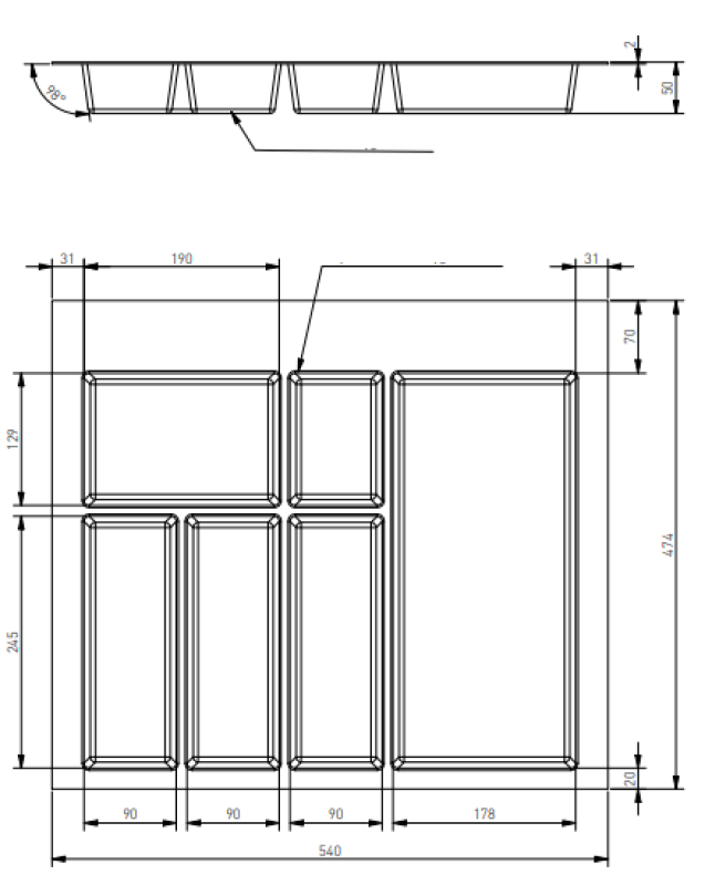 Decor Cutle Bandeja de Talheres Inserir para Gaveta de Cozinha 600 Antracite 1208966378