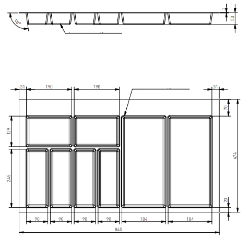 Decor Cutle Bandeja para Talheres Inserto para Gaveta de Cozinha 900 Branco 1208966381