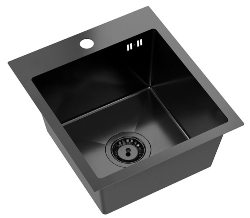 Quadri Dixton 40 set com pia de cozinha em aço inox preto com nano pvd 400x450 mm com furo para torneira de bancada e torneira de cozinha Quadri Conventry