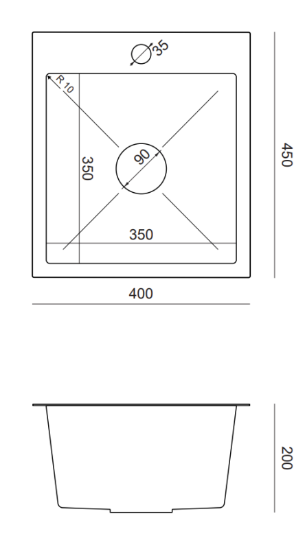 Quadri Dixton 40 set com pia preta de aço inoxidável com nano PVD 400x450 mm com furo para torneira e torneira de cozinha Quadri Bristol