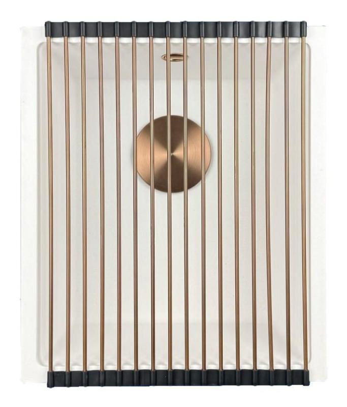 GraniteMy Universal pia de granito branca 34x40 cm branca de sobrepor, de embutir e de instalação nivelada com plugue de cobre 1208967148