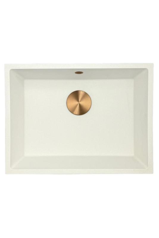GraniteMy Universal pia de granito branca 55x40 cm branca de sobrepor, embutir e de encastrar com tampão de cobre 1208967156