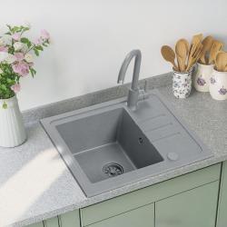 Quadri Sligo 60 cinza pia de granito conjunto 55x44 cm com área de escorrimento incl. torneira 1208967200