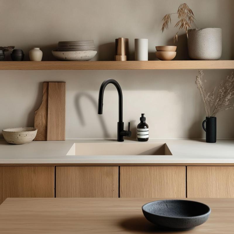 GraniteMy Universal pia de areia bege de granito 40x40 cm montagem superior, montagem inferior e montagem nivelada com plugue de cobre 1208967210