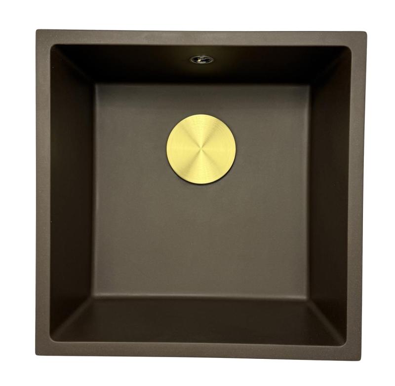 GraniteMy Universal pia de café de granito 40x40 cm montagem superior, montagem inferior e montagem nivelada com plugue de aço inoxidável 1208967212