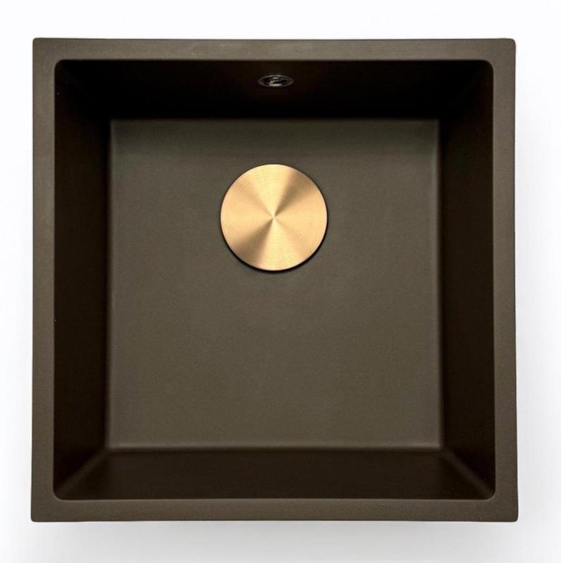 GraniteMy Universal pia de café de granito 40x40 cm montagem superior, montagem inferior e montagem nivelada com plugue de aço inoxidável 1208967212