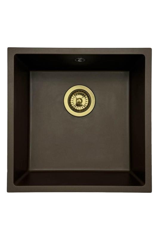 GraniteMy Universal pia de café em granito 40x40 cm instalação de sobrepor, de embutir e nivelada com válvula de escoamento 1208967218