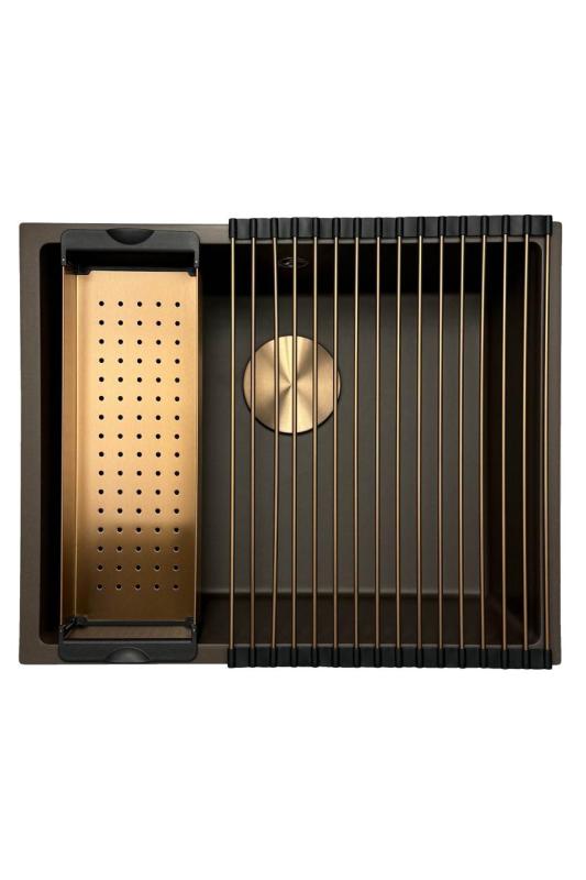 GraniteMy Universal pia de café de granito 50x40 cm de montagem superior, inferior e nivelada com plugue de cobre 1208967229.