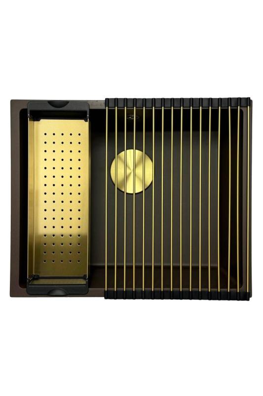 GraniteMy Universal pia de café em granito 50x40 cm montagem superior, montagem inferior e montagem nivelada com plugue de drenagem 1208967230