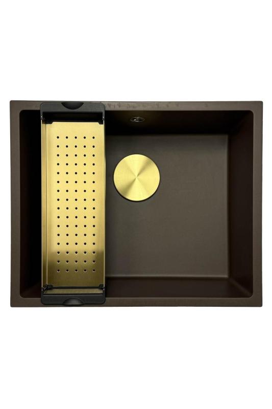GraniteMy Universal pia de café em granito 50x40 cm montagem superior, montagem inferior e montagem nivelada com plugue de drenagem 1208967230