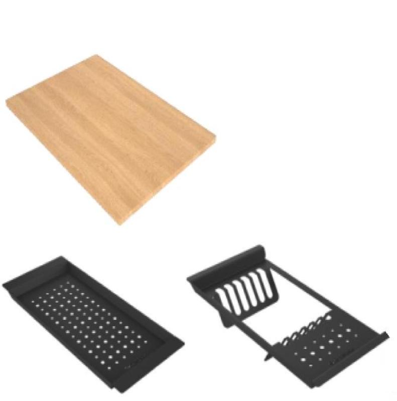 GraniteMy Lava-louças de granito 56x48 cm preto de montar com plugue de aço inoxidável incluindo acessórios 1208967231