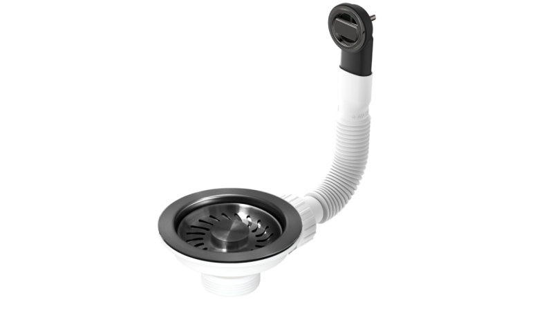 Conjunto de tampões Granitemy PVD escovado gun metal, conjunto de drenagem para lava-loiça incl. transbordamento redondo e retangular 1208967253