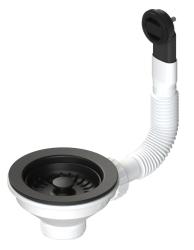 Granitemy conjunto de plugue de cesto preto fosco, conjunto de drenagem para pia incluindo transbordamento redondo 1208967256