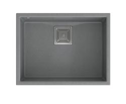 Quadri Quadrangle cinza granito pia de embutir 55x42cm com plugue de aço inoxidável 1208967274