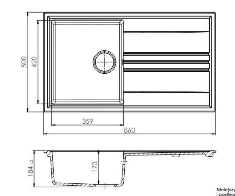 GraniteMy Vesi construção de granito pia preta 86x50cm com escorredor reversível com plugue de aço inoxidável 1208967279