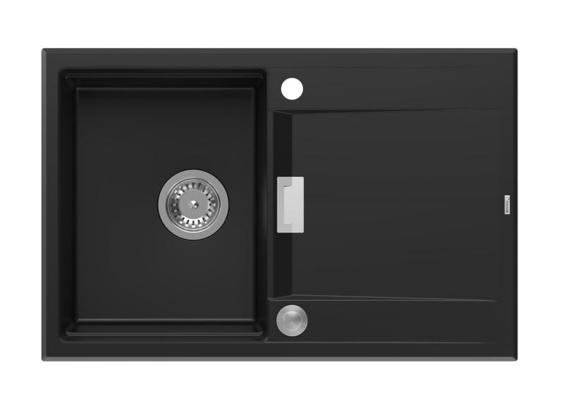 Quadri Minton Pia de Embutir de Granito Preto 76x50cm com Escorredor Reversível e Válvula de Aço Inoxidável - 1208967303