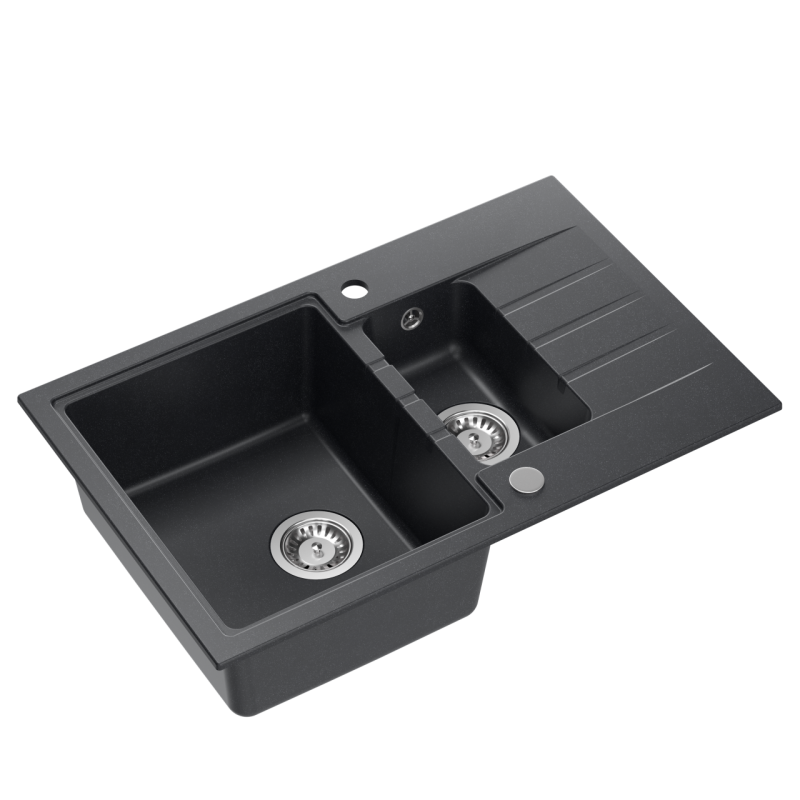 Quadri Cardigan antracite 1,5 pia de granito de sobrepor com escorredor reversível 78x50cm 1208967381