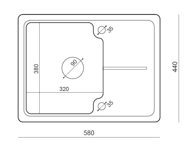 Quadri Kendal antracite granito pia 58x44cm com escorredor 1208967403
