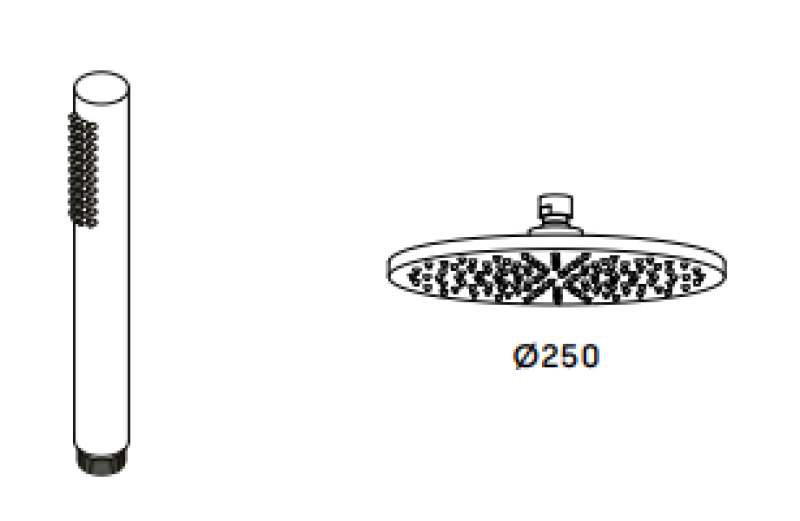 Waterevolution Flow conjunto de duche com chuveiro de teto cromado 250mm T141N2501