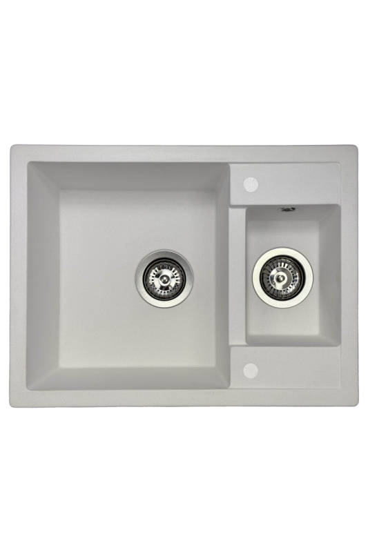 GraniteMy Smart extra rasa pia de granito sobreposta branca 1,5 cubas 58x44cm 1208967418