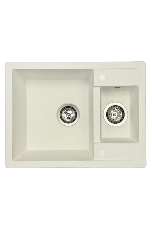 GraniteMy Smart extra rasa pia de granito sobreposta branca 1,5 cubas 58x44cm 1208967418