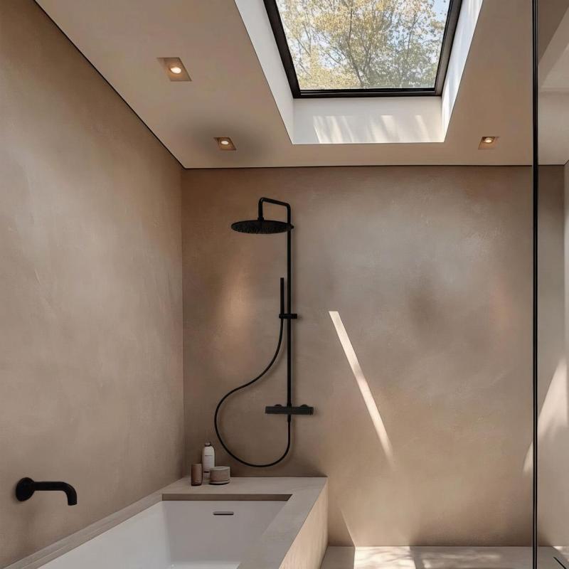 Waterevolution Flow conjunto de chuveiro com ducha de teto preta fosca 250mm T141N25PR