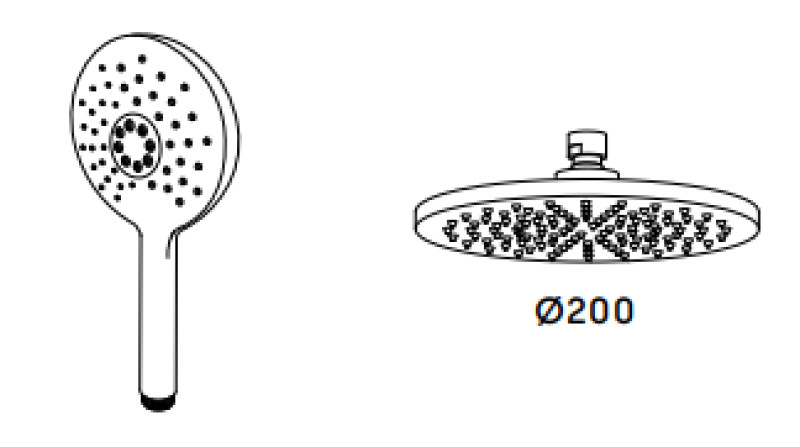 Combinado de chuveiro Waterevolution Flow com chuveiro de teto PVD em Cobre Escovado 200mm T141NRCPE