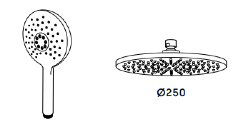 Waterevolution Flow conjunto de chuveiro com chuveiro de teto branco fosco 250mm T141NR25BR