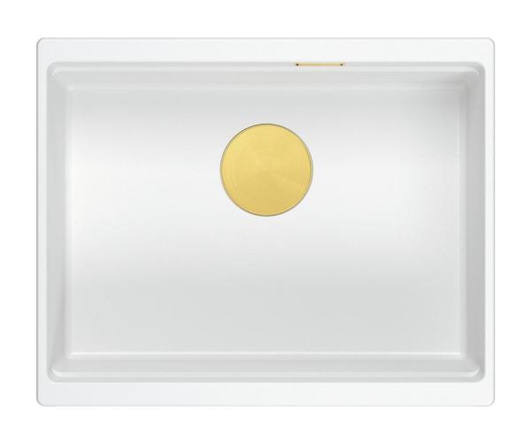 Quadri Newport II pia de granito branco para montagem inferior 560x450mm com ralo dourado 1208967451