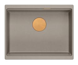 Quadri Newport II pia de granito de embutir taupe 560x450mm com tampa de ralo e plugue de cobre 1208967455