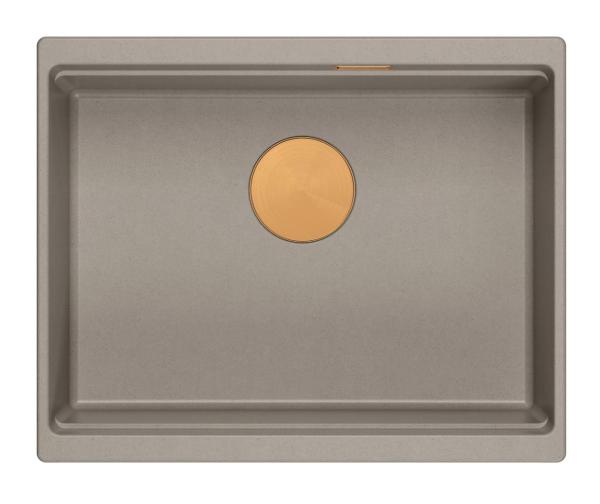 Quadri Newport II pia de granito de embutir taupe 560x450mm com tampa de ralo e plugue de cobre 1208967455