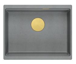 Quadri Newport II granito embutido cinza pia 560x450mm com tampa de ouro e tampinha de escoamento 1208967457