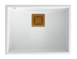 Quadri Quadrangle pia de embutir de granito branco 55x42cm com ralo de cobre 1208967478